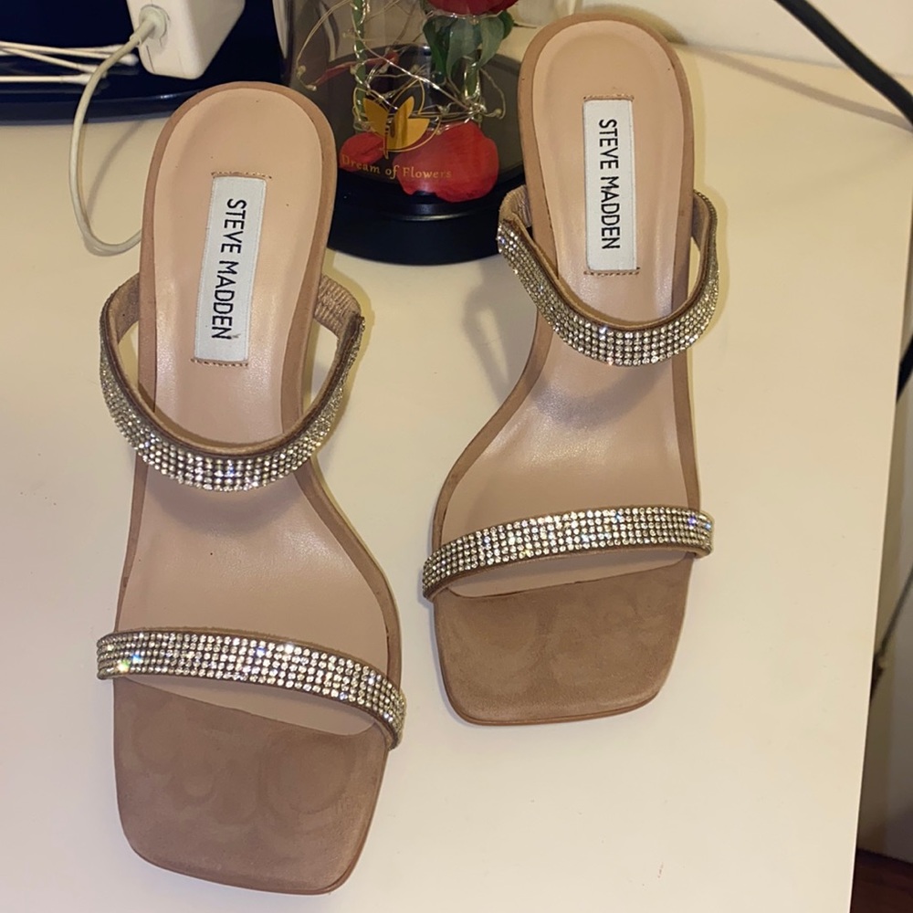 Steve Madden Brown Rhinestone Heels